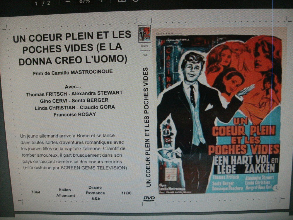Film : " Un coeur plein et les poches vides " VO DVD et blu-ray