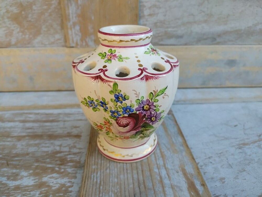 Vase Pique-Fleurs Fa&iuml;ence de Clamecy Roger Colas Décoration