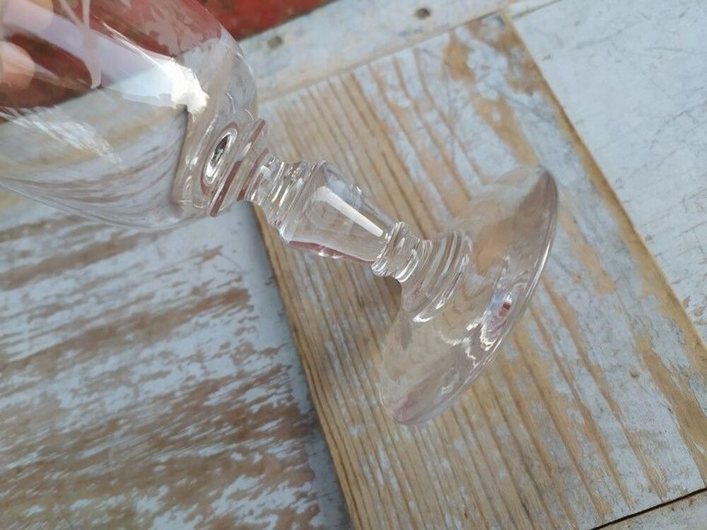 Verre Cristal Grav&eacute; Vitaline Souvenir d'Aniche XIX&egrave;me Décoration