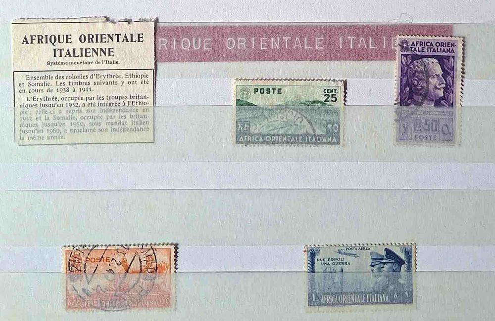 Timbres de collection d'Afrique orientale italienne 