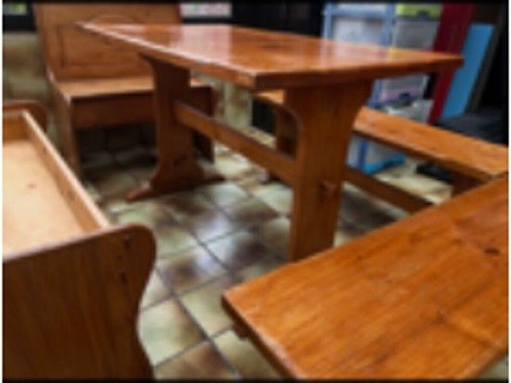 Table bois, 2bancs avec rangement et dossier, 2 bancs simple Meubles