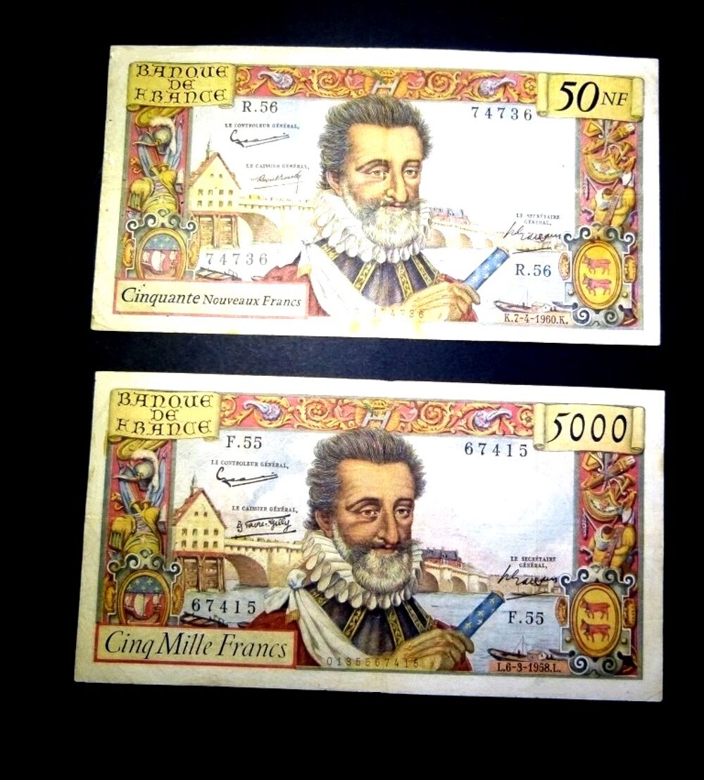  F 58 F 49 LOT 2 BILLETS HENRI IV ETAT SPL
