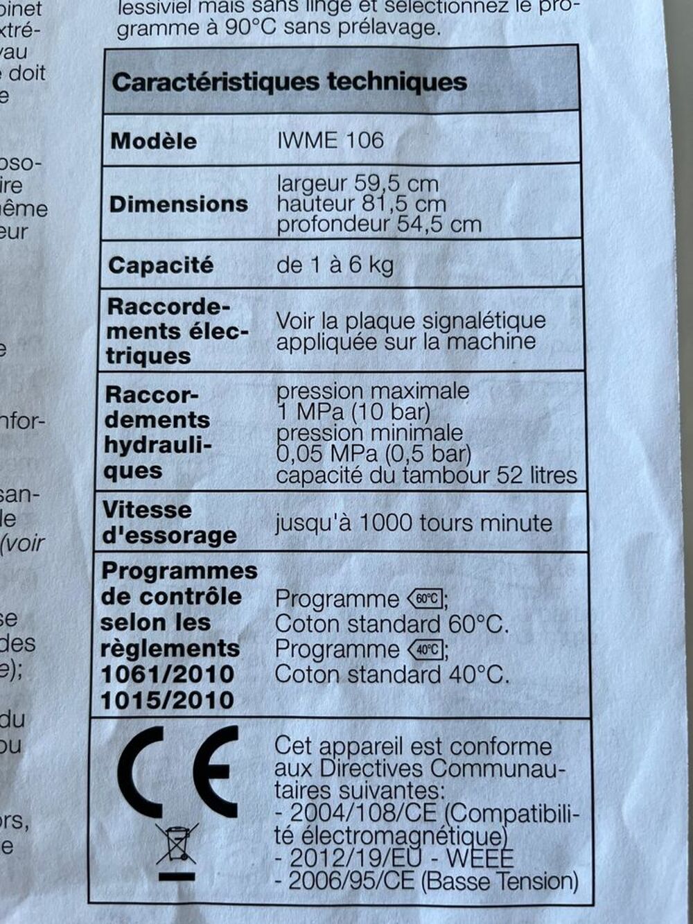 MACHINE A LAVER INDESIT ETAT NEUF CAUSE APPT VACANCES Electroménager