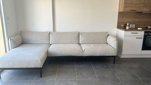 Canapé d'angle 4 places avec méridienne gris clair comme éba Les Mureaux (78)