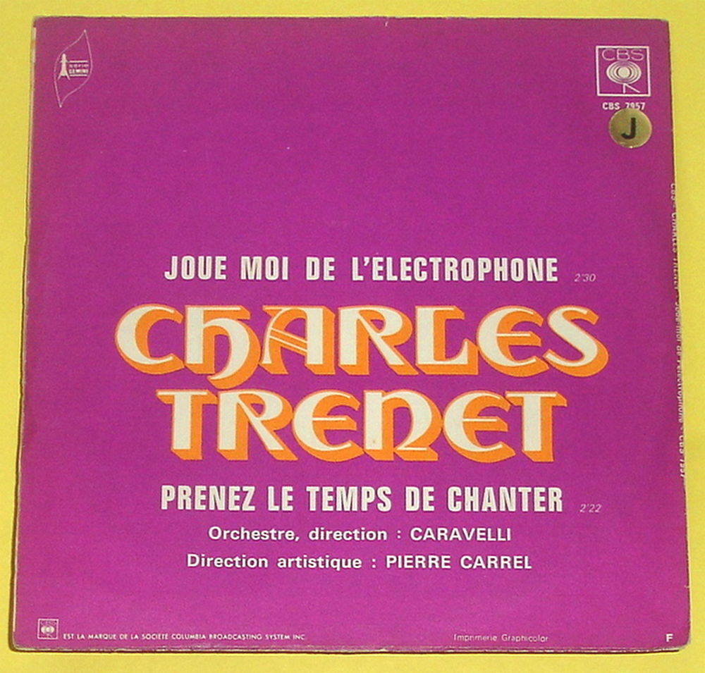 CHARLES TRENET -45t- JOUE MOI DE L'ELECTROPHONE - 1972 CD et vinyles