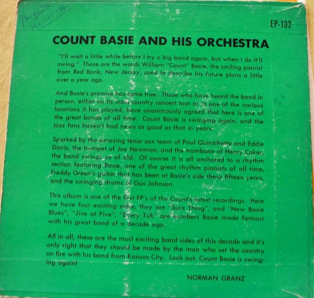 Vinyl Count BASIE and his Orchestra CD et vinyles