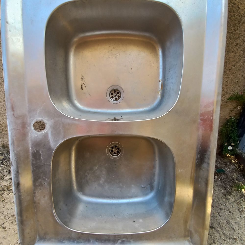 Evier &agrave; encastrer 2 cuves en inox Bricolage