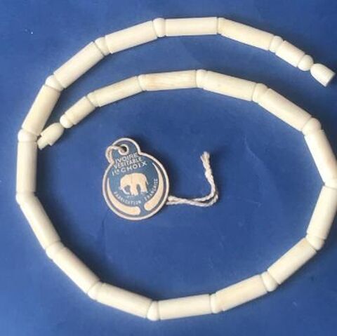 Collier en ivoire vritable mailles cylindres  Modle rare  50 Dinan (22)