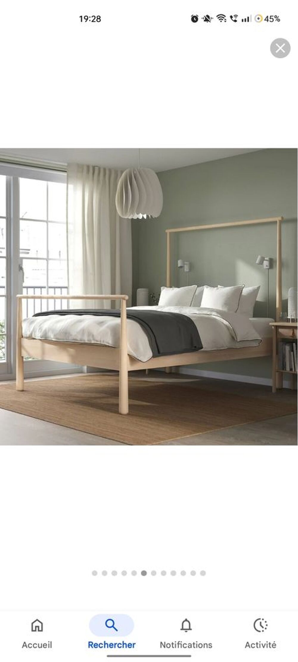 Lit Double IKEA Gjora en Bois avec Sommier &agrave; Lattes 160x200 Meubles