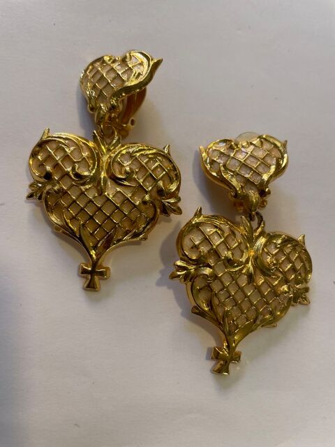 BO Clip coeur croisillons email blanc nacré pendant c?ur CL 335 Vigneux-sur-Seine (91)