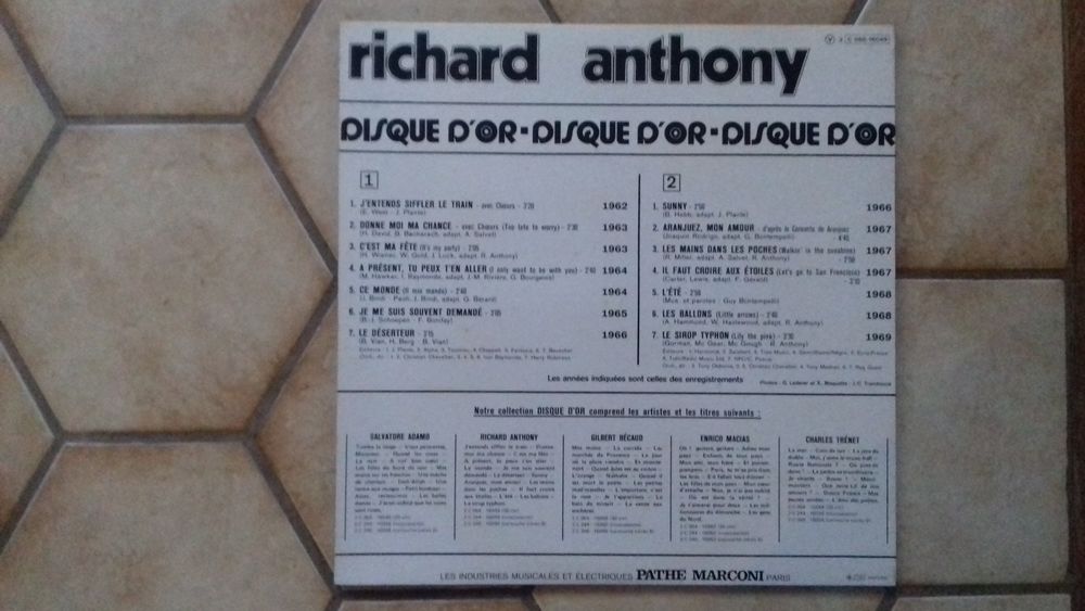 RICHARD ANTHONY 1975 Disque d'OR CD et vinyles
