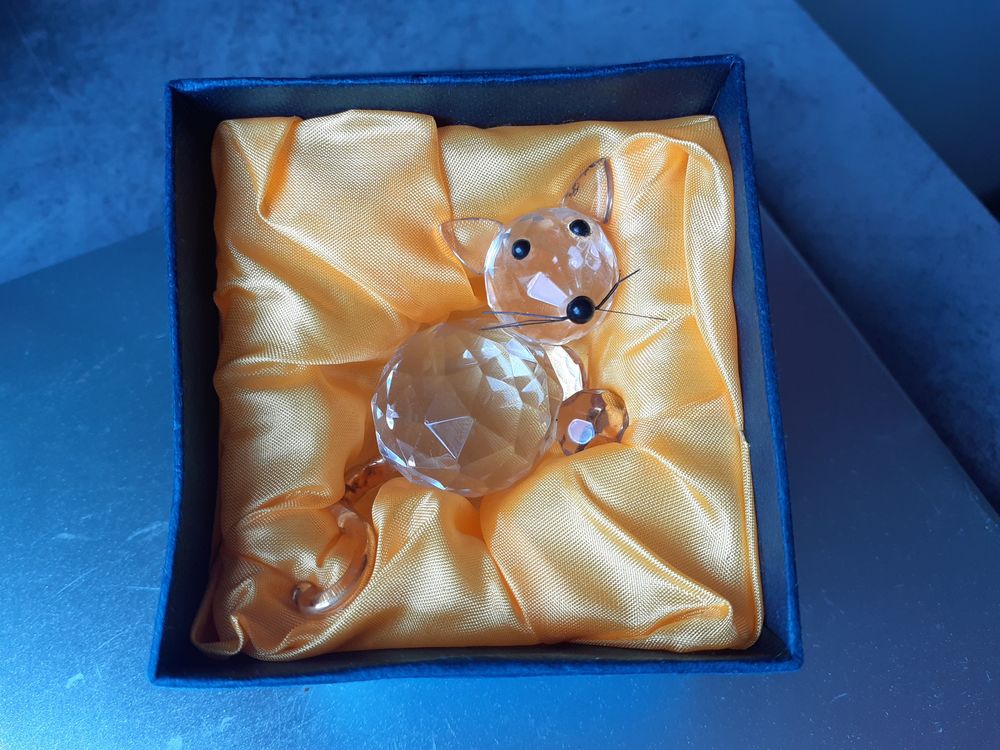 Statuette CHAT en verre facett&eacute; cristal Décoration