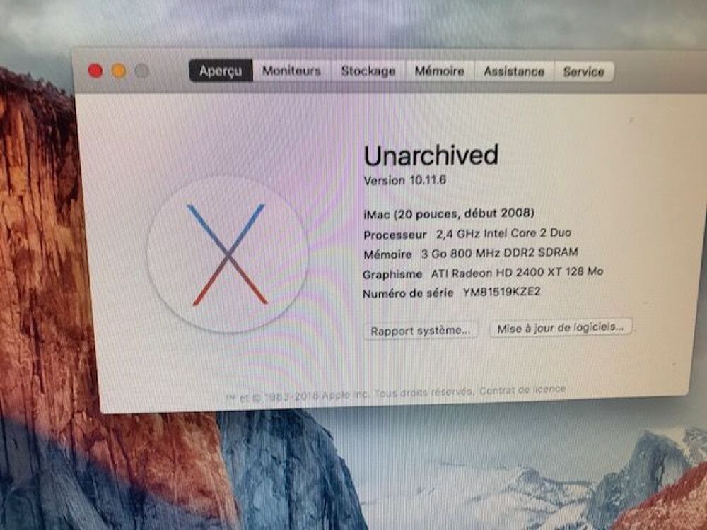 IMAC 20 POUCES (2008) Matériel informatique