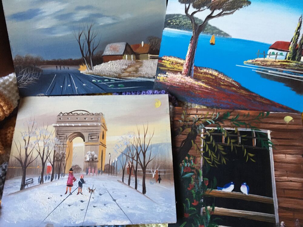 4tableaux peints au couteau voir et prendre sur place 40e Décoration