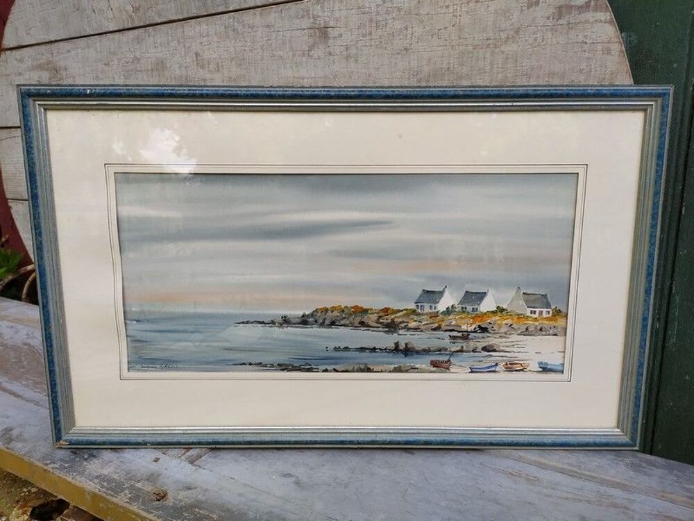 Tableau Aquarelle Jean Jacques Barzic Morbihan Concarneau Décoration