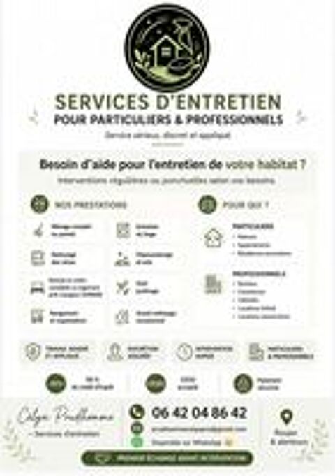   Services d'entretien pour particuliers ou professionnels 