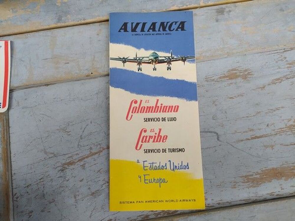 Publicit&eacute; Avianca Carpeta de Vuelo Colombia America Airline 