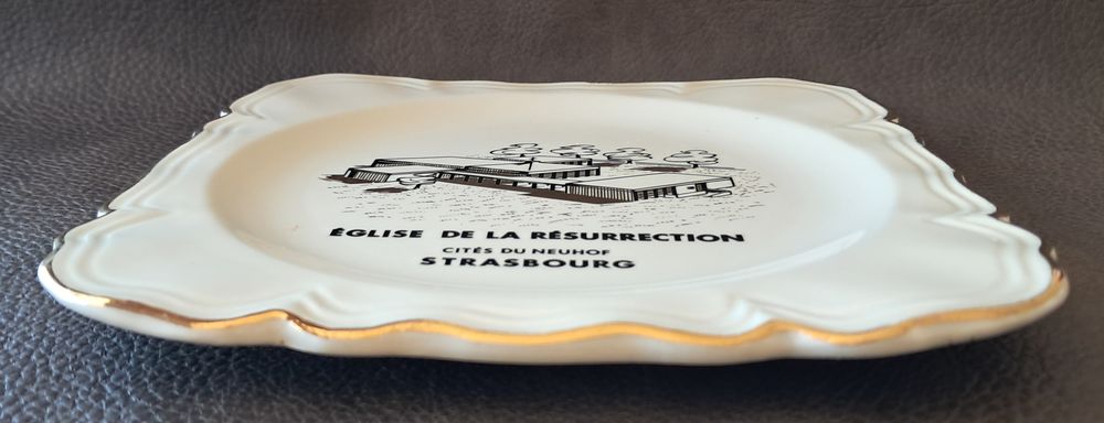 assiette souvenir Sarreguemines d&eacute;cor Verd&eacute;cor Strasbourg Décoration