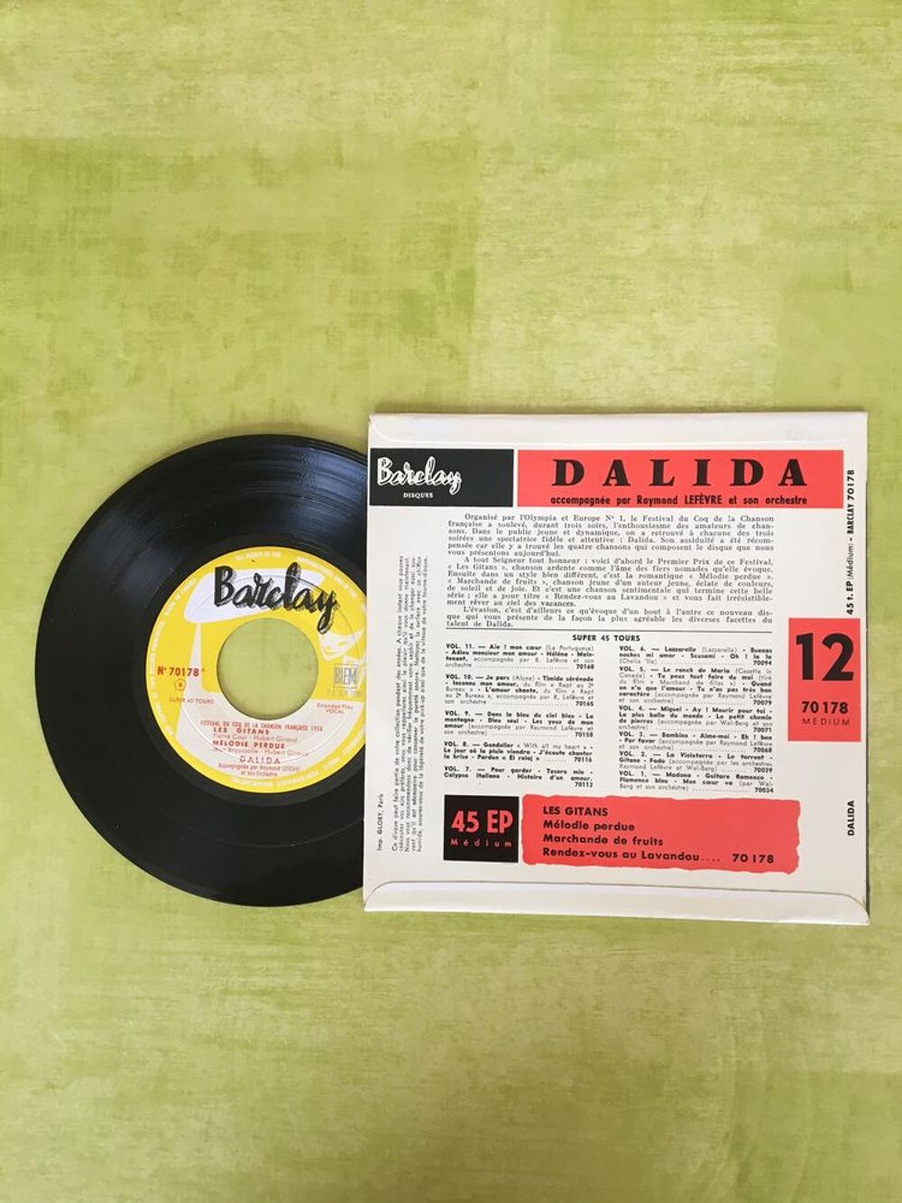 45t 70 178 BIEM LES GITANS 1&egrave;re pochette DALIDA 1958 
CD et vinyles