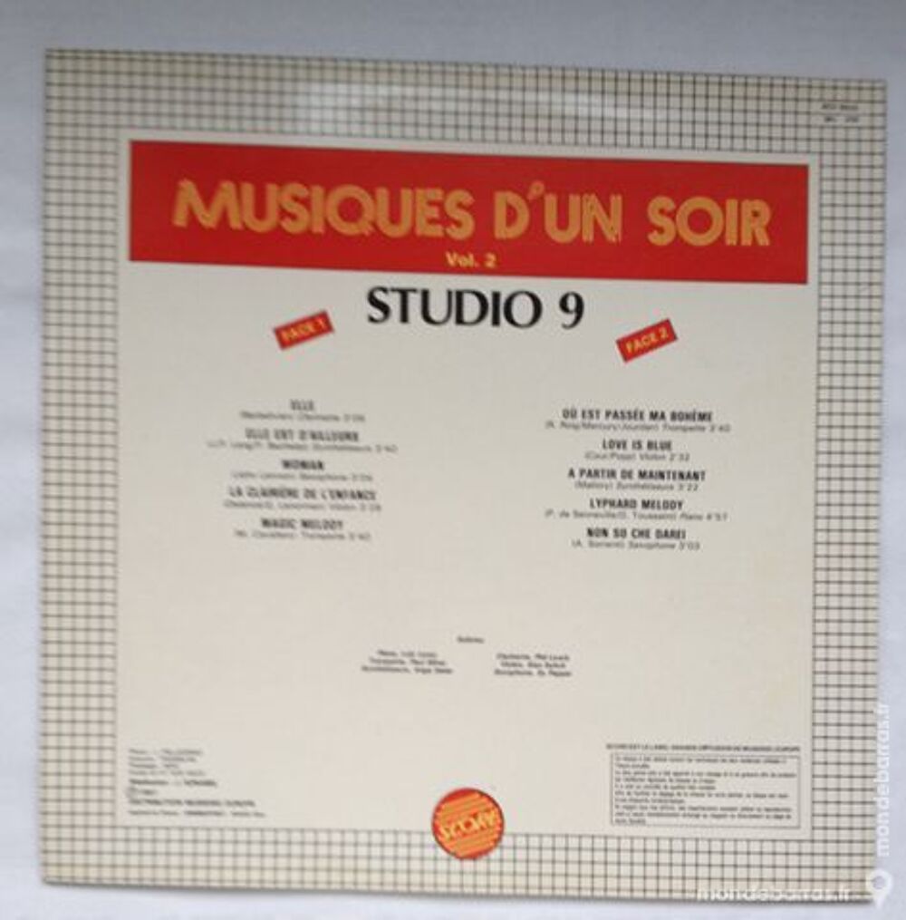 33 tours vinyle musiques d'un soir vol.2 studio 9 CD et vinyles