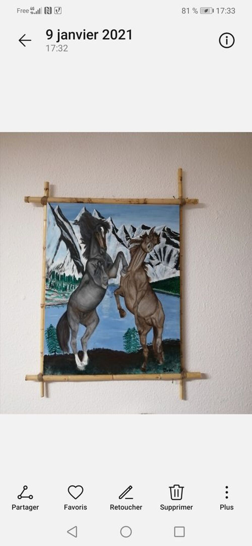 Tableau peinture chevaux Dcoration