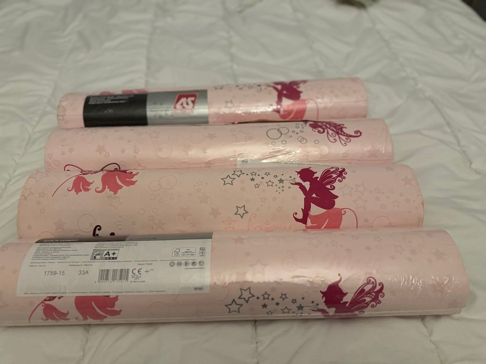 lot rouleaux papier peint chambre fille th&egrave;me clochett Décoration