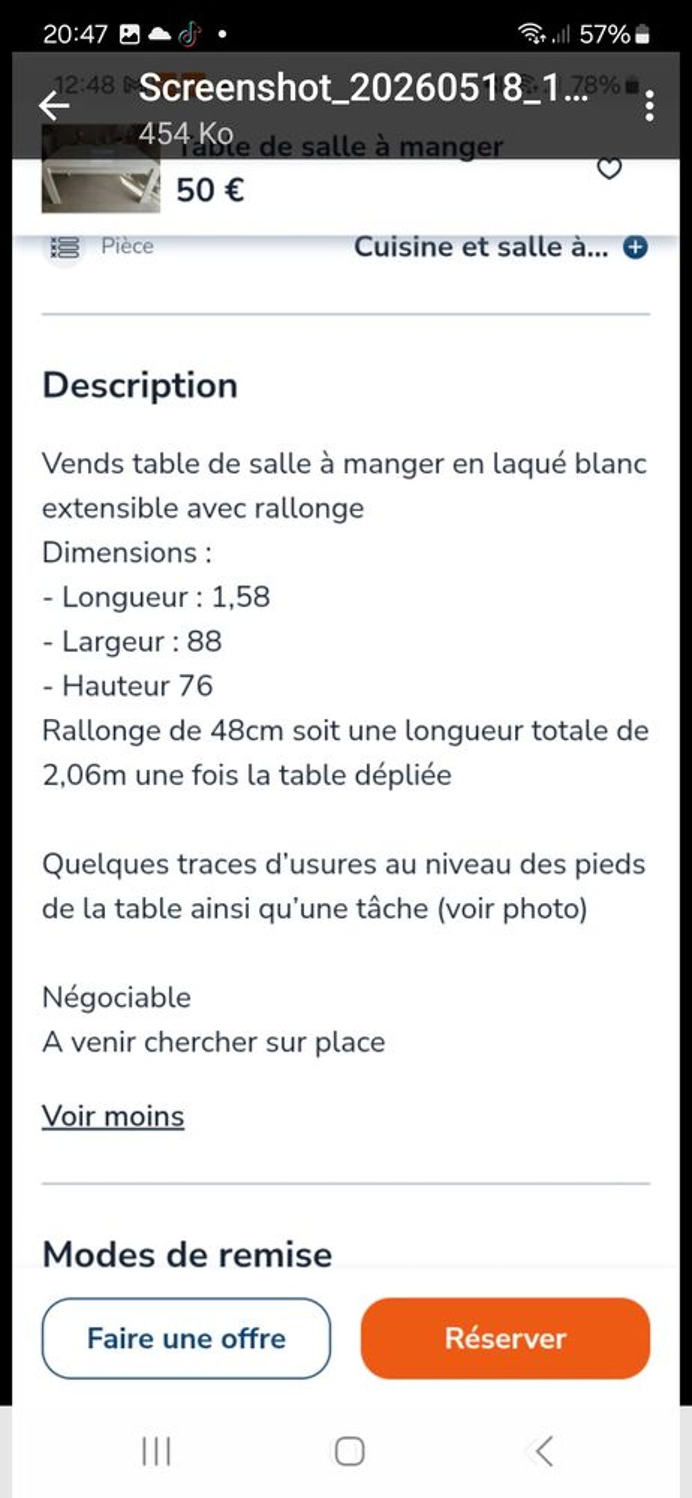 Table de salle &agrave; manger Meubles
