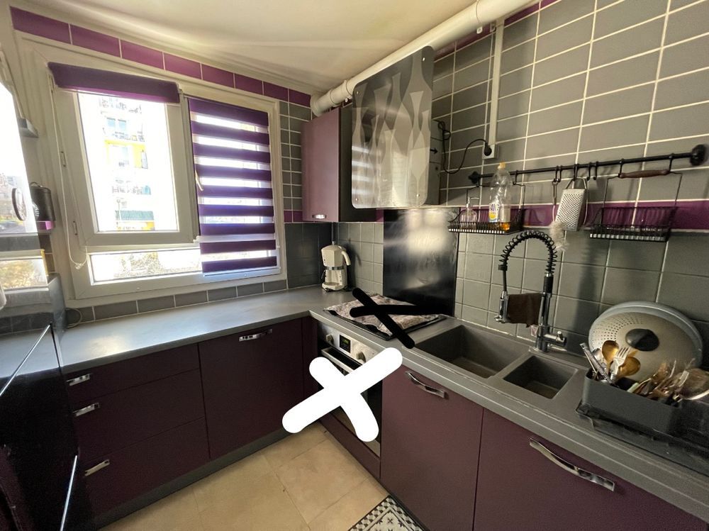 Cuisine mauve et gris Cuisine