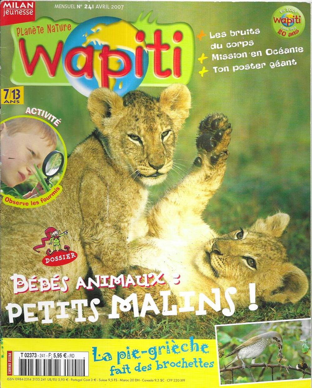 Wapiti , Magazine de 7 &agrave; 13 ans Livres et BD