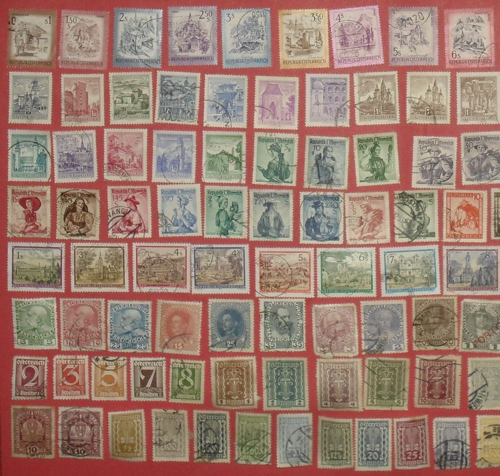 Lot de 133 timbres oblit&eacute;r&eacute;s d'Autriche. 