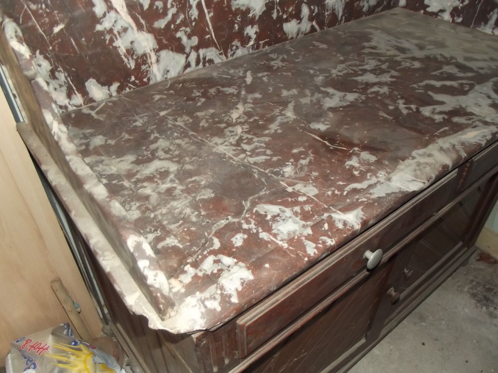 Coiffeuse ann&eacute;es 30 bois et marbre rouge de Caunes-Minervois Décoration