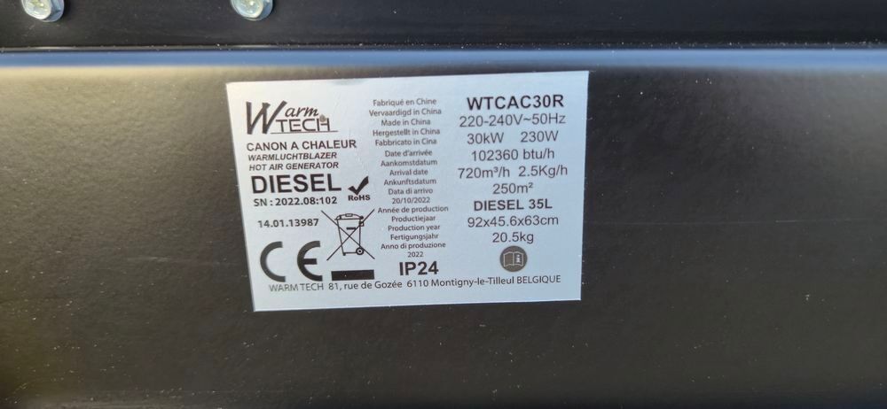 Cannon &agrave; air chaud WarmTECH WTCAC30R Bricolage