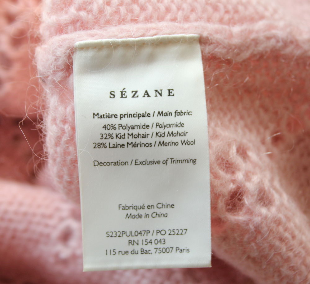 Pull mohair perles et strass rose SEZANE T.S soit 36/38 Fr Vêtements