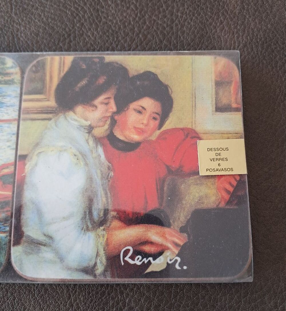 lot de 6 dessous de verre en li&egrave;ge illustr&eacute; par Renoir Cuisine