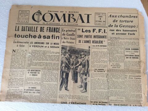 Journal Combat du 2 Septembre 1944 4éme année n° 71 30 Gif-sur-Yvette (91)