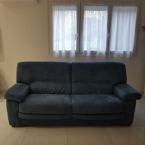 CANAPE-LIT VELOURS BLEU 2 PLACES DEHOUSSABLE 260 Paray-Vieille-Poste (91)