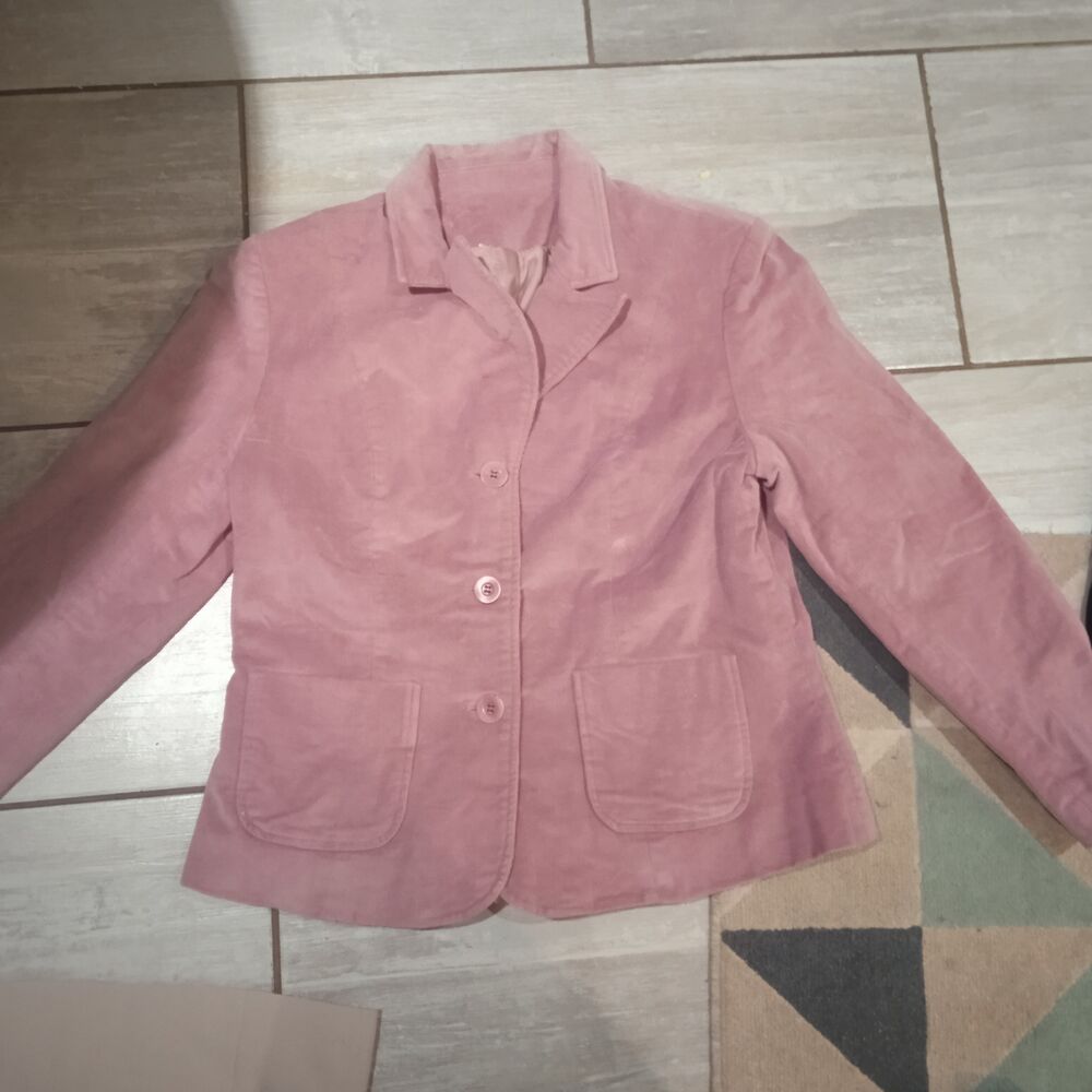 Veste tailleur velours rose fermeture boutons 2 poches sur l Vêtements