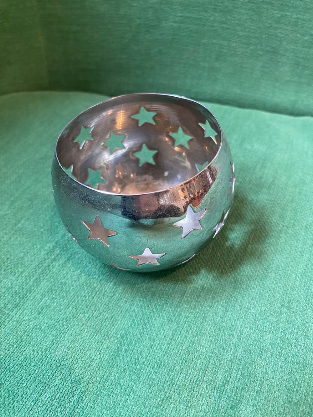 Petit bougeoir boule &eacute;toile en m&eacute;tal 