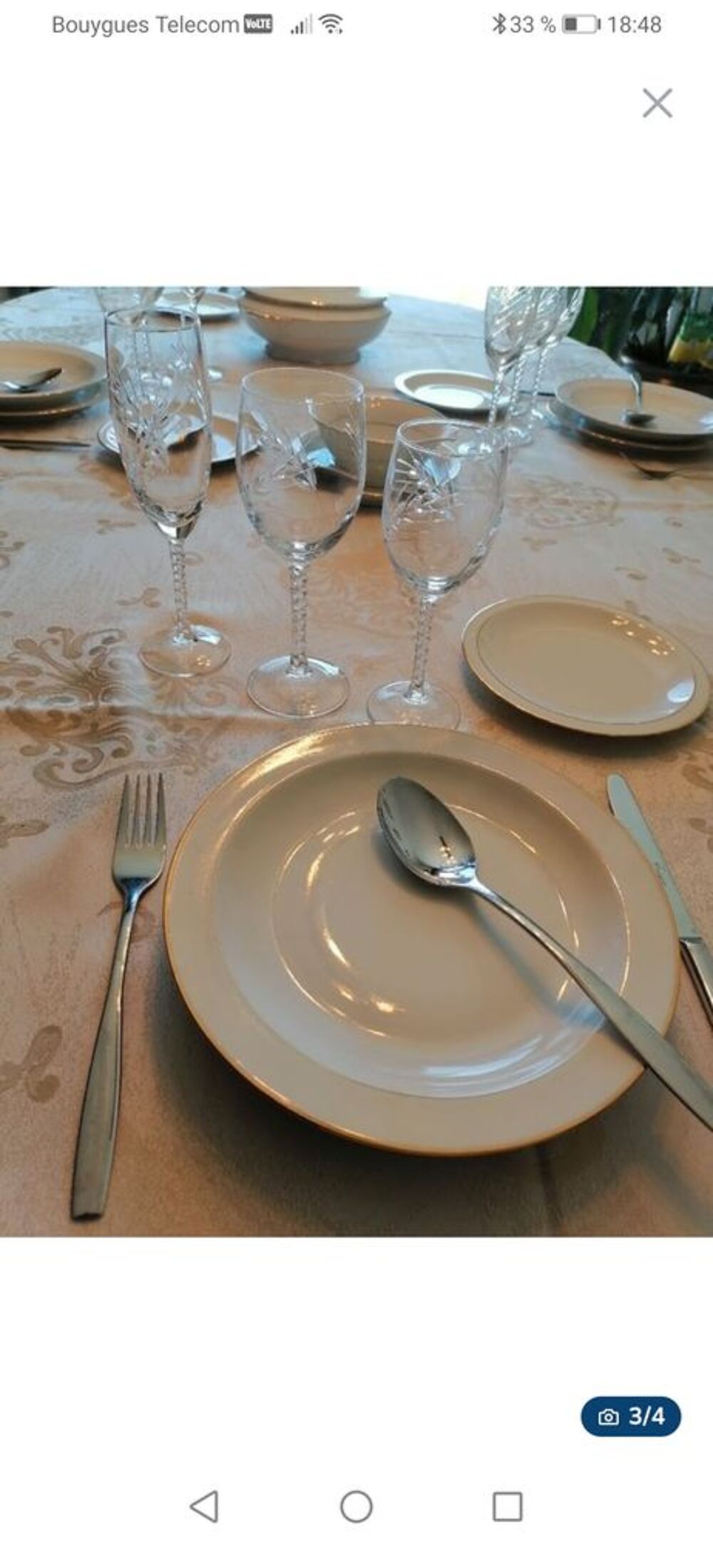 Service vaisselle porcelaine Limoges. Liser&eacute; or Décoration
