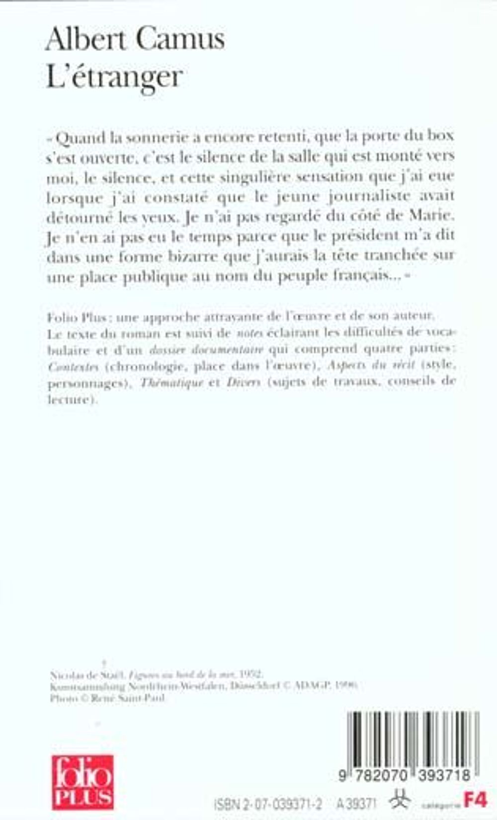 L'etranger - Albert Camus Livres et BD