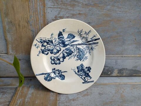 Assiette Faïence Terre de Fer Choisy le Roi Décor Oiseau 25 Loches (37)
