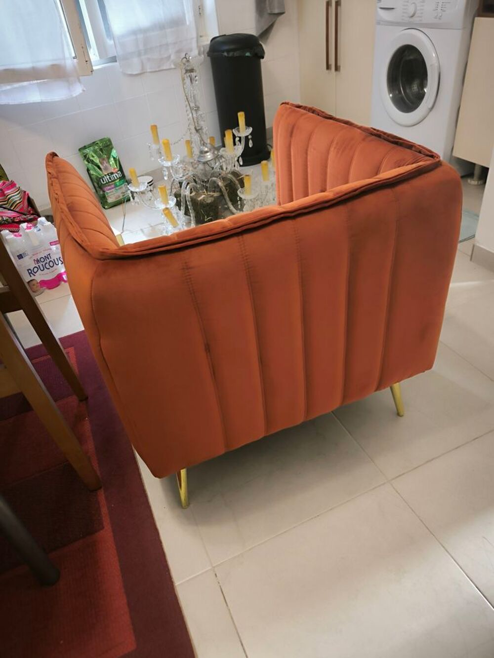 Fauteuil Velour Terracotta Meubles