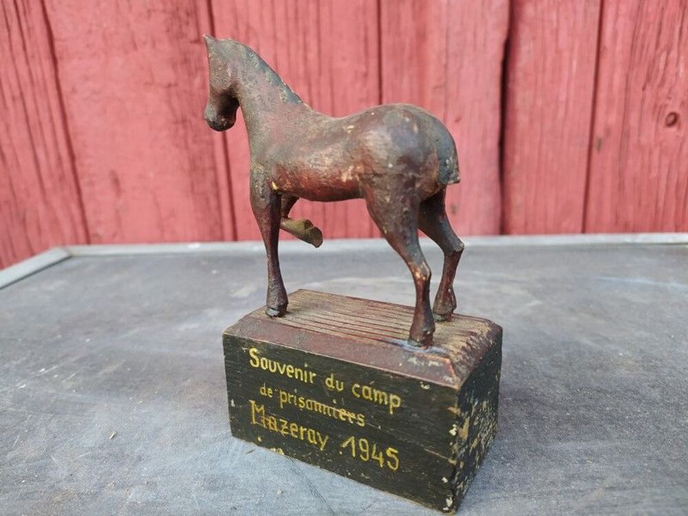 Cheval Sculpture Bois Prisonniers Mazeray Guerre 39-45 WW2 