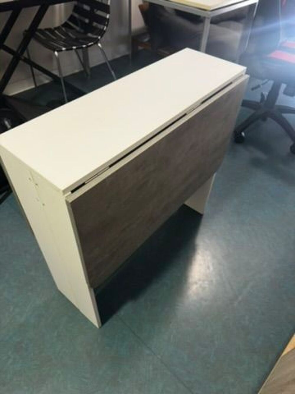 Table pliante gain de place blanc/gris b&eacute;ton Meubles
