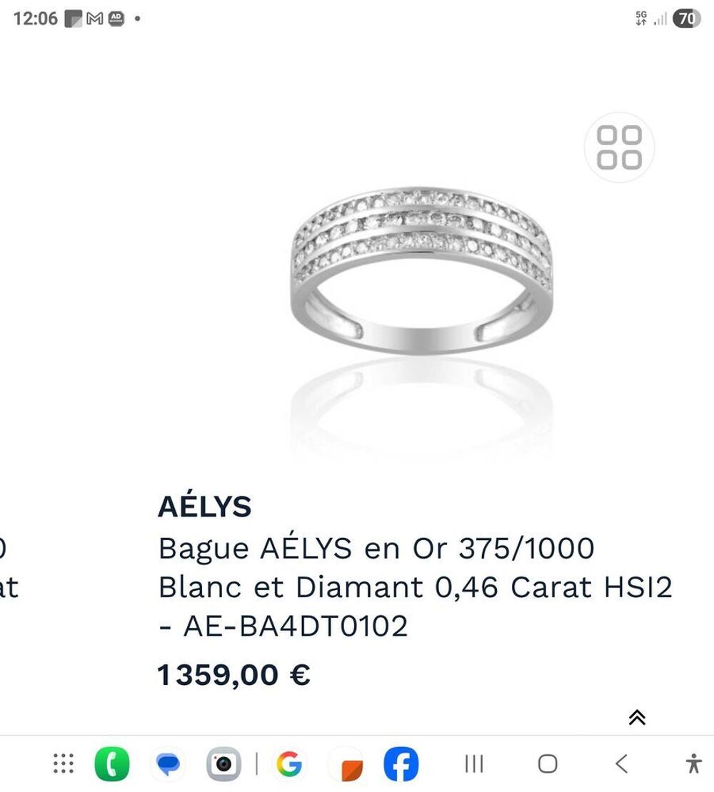 &agrave;€ SAISIR BAGUE OR BLANC 375 &agrave;ˆME, DIAMANTS, JAMAIS PORTEE Bijoux et montres