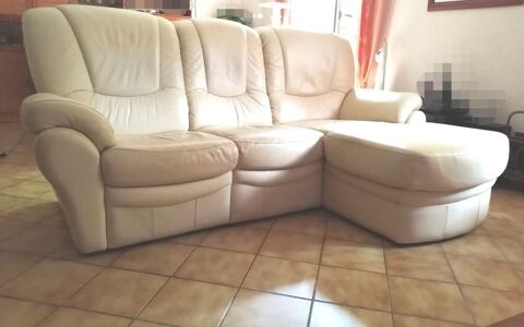 Canap CUIR BEIGE CLAIR, 3 places Mridienne 300 Cergy (95)