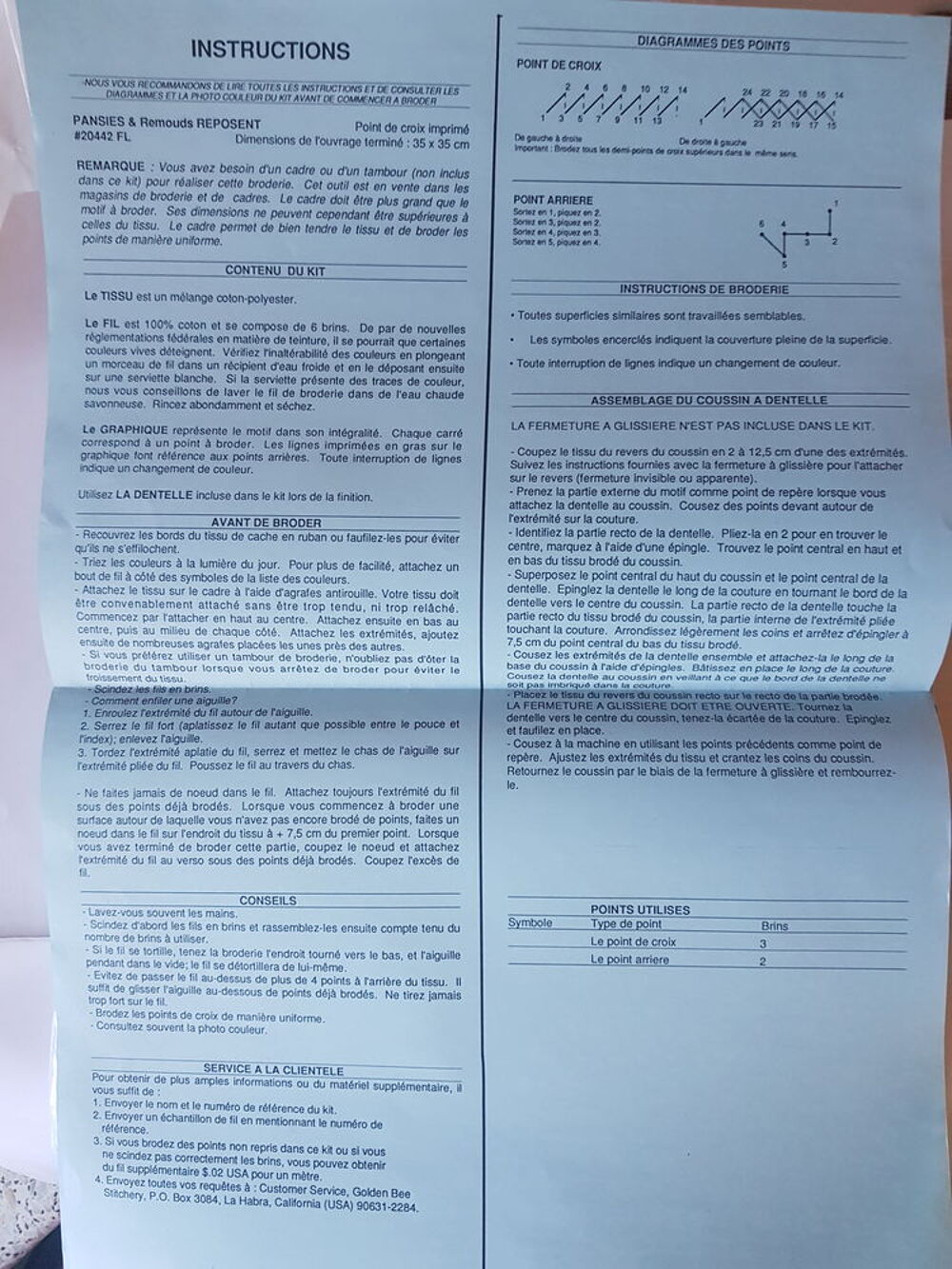 KIT A BRODER DESIGN VINTAGE " OREILLER PENSEES ET TOURBILLON D�coration