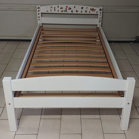 Lit Enfant en Bois blanc avec Sommier  lattes 90 x 190 cm 45 Cellule (63)