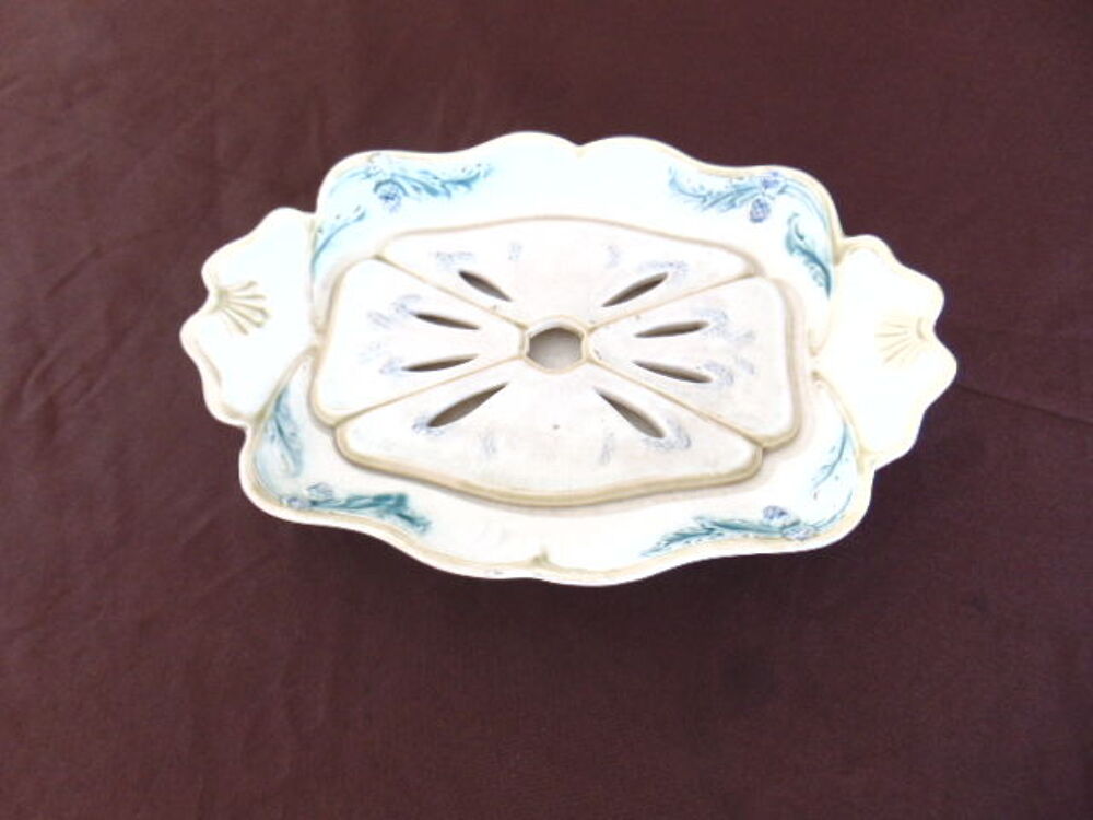  Plat &agrave; asperges ancien ? Fa&iuml;ence &eacute;maill&eacute;e ? Art Nouveau Cuisine