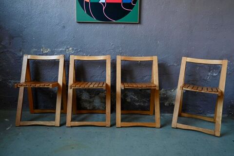 Chaises pliantes anciennes en bois style vintage italiennes 340 Wintzenheim (68)